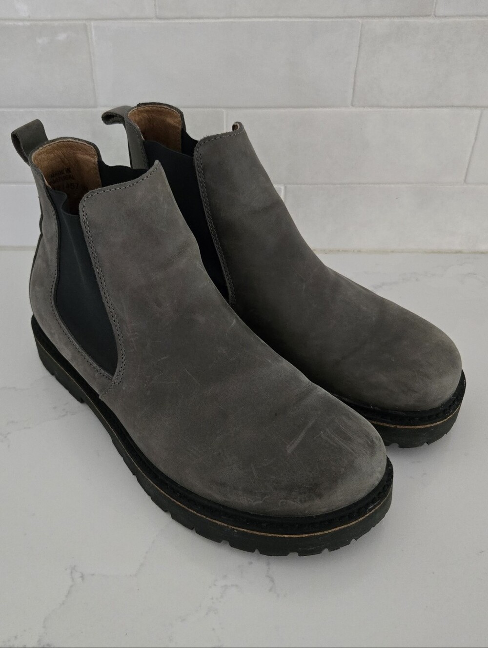 Birkenstock Stalon Gray Nubuck Leather Chelsea Ankle Boots Size 41